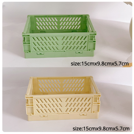 Plastic Foldable Storage Crate Folding Box Basket Stackable Cute Makeup Jewellery Toys Boxes for Storage Box Organizer Portable: Orange