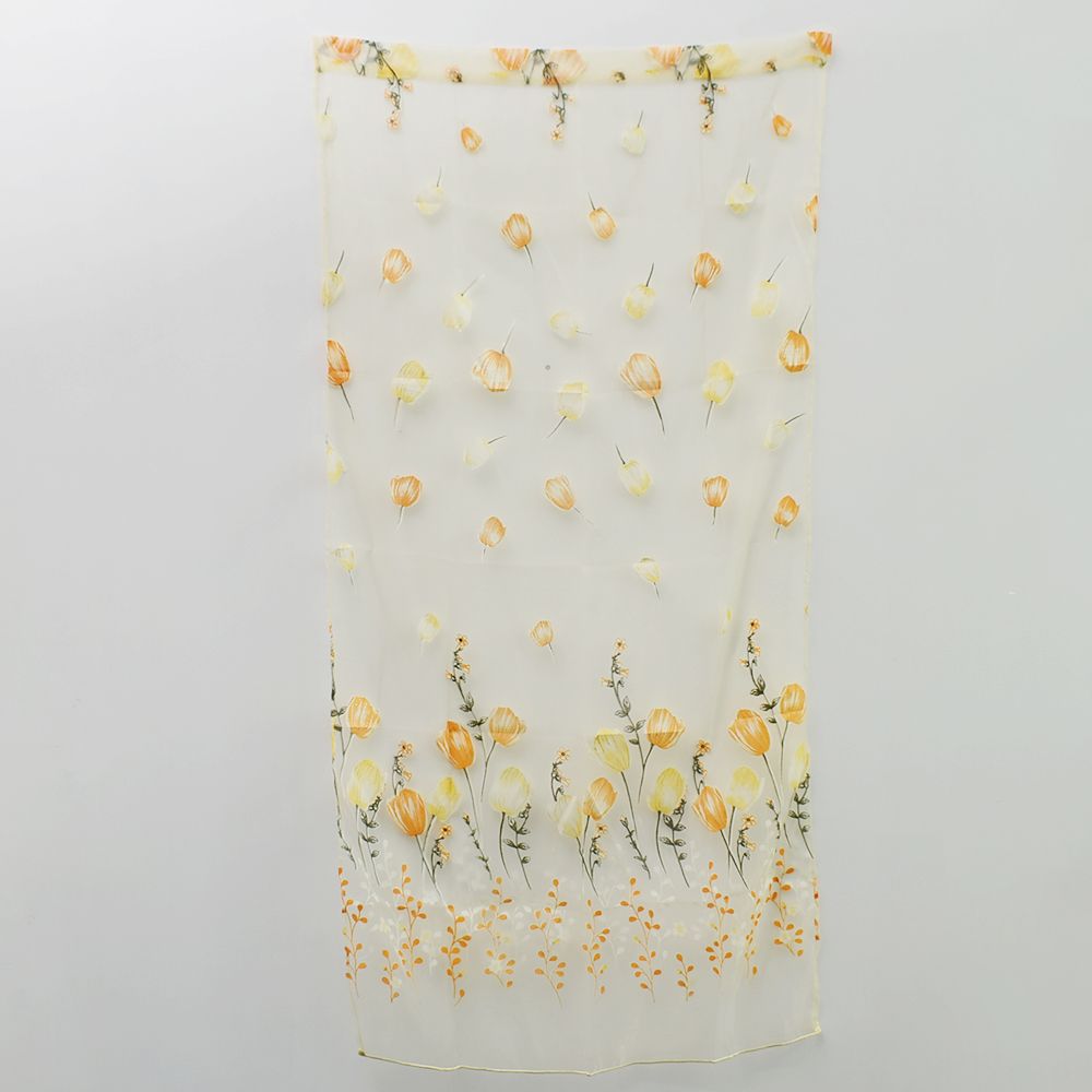 Flowers Tulle For Kitchen Living Room Bedroom Sheer Curtains Home Decoration Window Treatments Voile Panel Drapes: yellow
