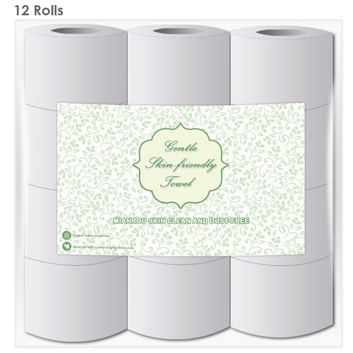 Home Bath Paper Bath Toilet Roll Paper Toilet Paper White Toilet Paper Toilet Roll Tissue Roll 12 Roll 4Ply Paper Towels Tissue: 12 Roll