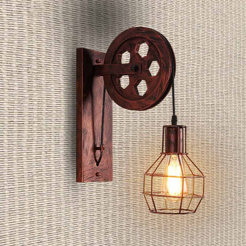 Moderne loft retro lantaarns armaturen katrol wandlamp ophangfitting keuken slaapkamer woonkamer wandlampen bh wandlamp  e27: Roestig