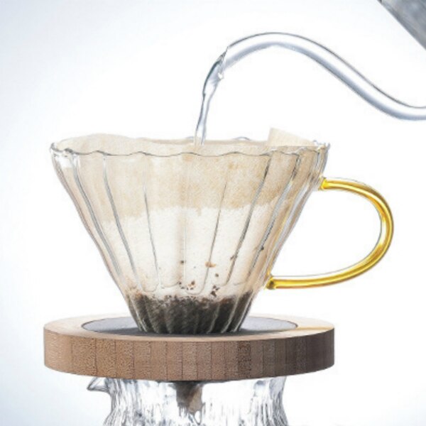 Seluna  v60 häll över glaspanna 600ml sortiment kaffeserver kruka filter karaff dropp kaffekanna tekanna bryggeri barista percolator: Trähållare fliter a