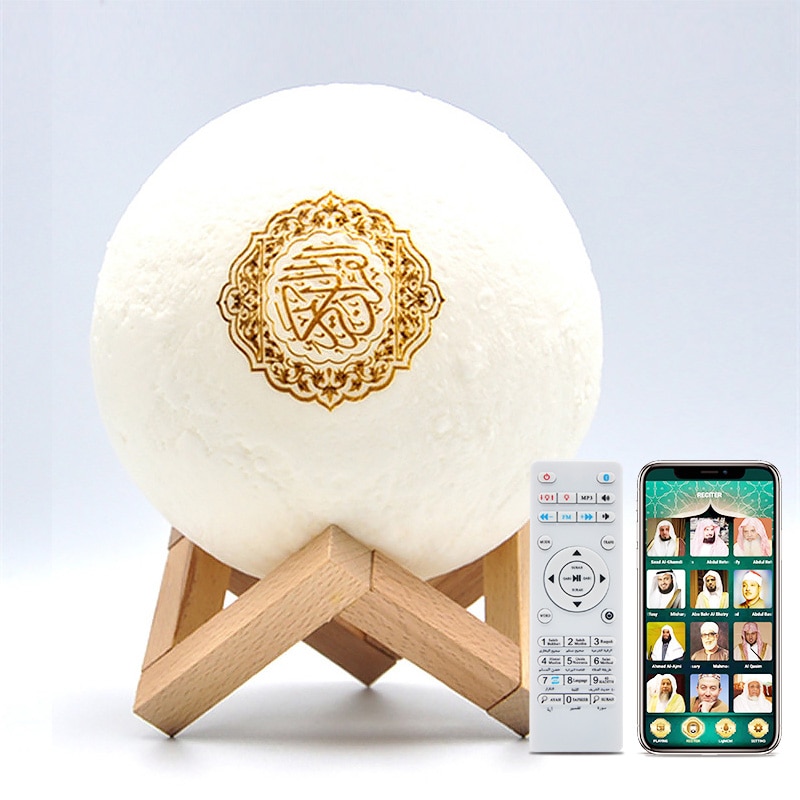 Hellig muslim islam arabisk bluetooth trådløs koranhøjttaler med fjernbetjening touch lampe koran natlys måne koranafspiller