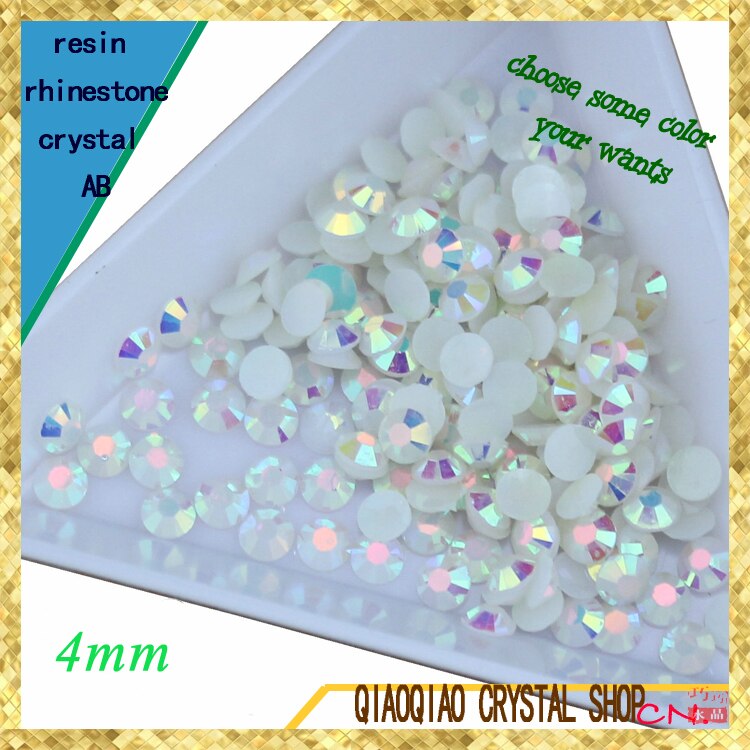 10000 stuks/zak Crystal AB/Wit AB 4mm Plaksteen Trimmen Hars Motief Strass Sticker Diamant Schilderen