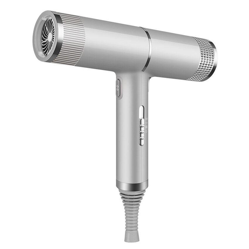 Föhn Met Hoge Snelheid Motor, Professionele Föhn Blower, 3 Warmte Instellingen &amp; Traploze Snelheid, constante Temperatuur: Zilver
