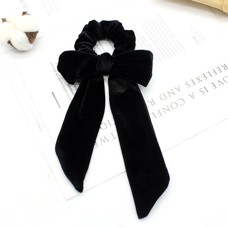 Doradeer Haaraccessoires Effen Vrouwen Haarbanden Fluwelen Scrunchies Bandana Paardenstaart Houder Haarband Hoofdbanden Chouchou Meisjes: Black