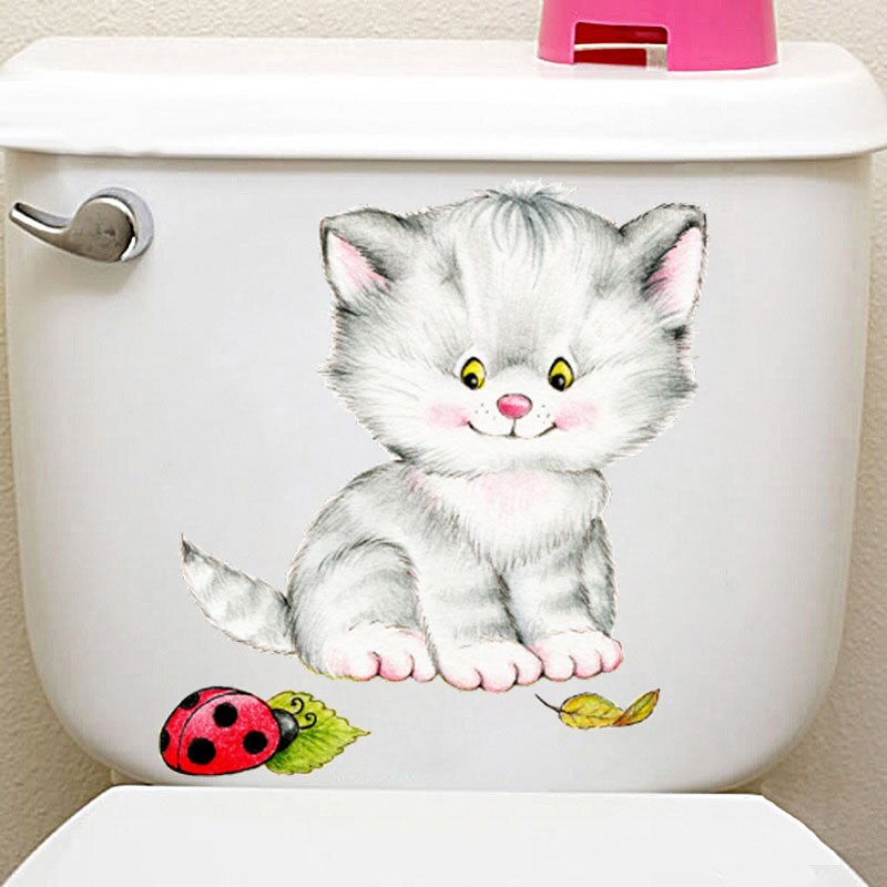 Kat Levendige 3D Vernield Schakelaar Muursticker Badkamer Wc Kicthen Decoratieve Decals Grappige Dieren Decor Poster Pvc Muurschilderingen