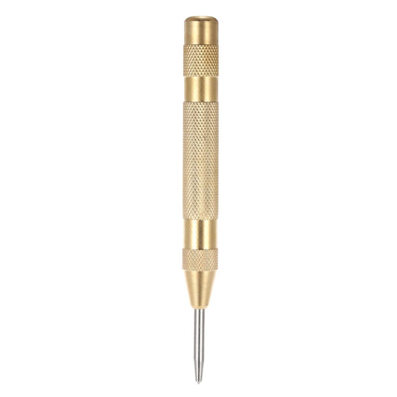 130mm 5&quot; Brass Automatic Center Punch Spring Loaded Chrome Rivet Screw Mark Hole