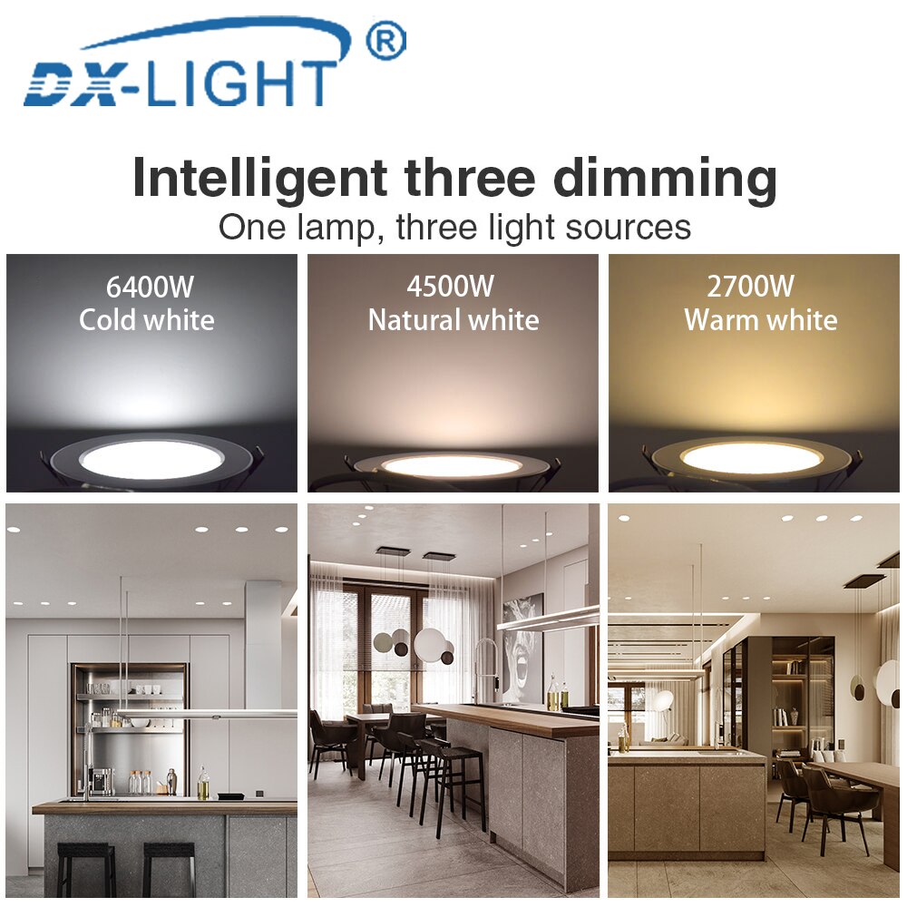 Ultrathin Silver LED Downlight Ceiling lamp 5W 9W 12W 15W Warm white Natural white Cold white 3 Color Led Down light AC 220~240V