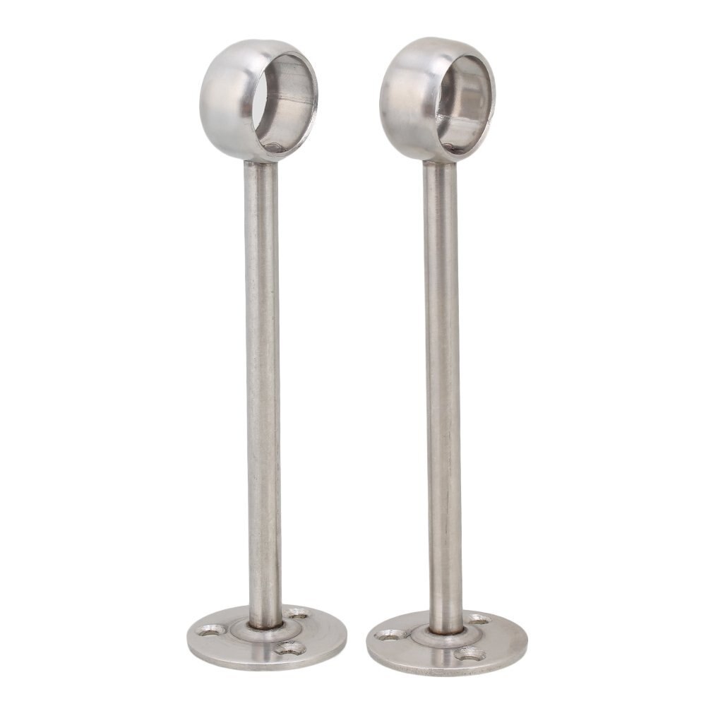 Silve 22mm Open End Stainless Steel Bathroom Towel Bar Rack Base Rail Holder Pack of 2