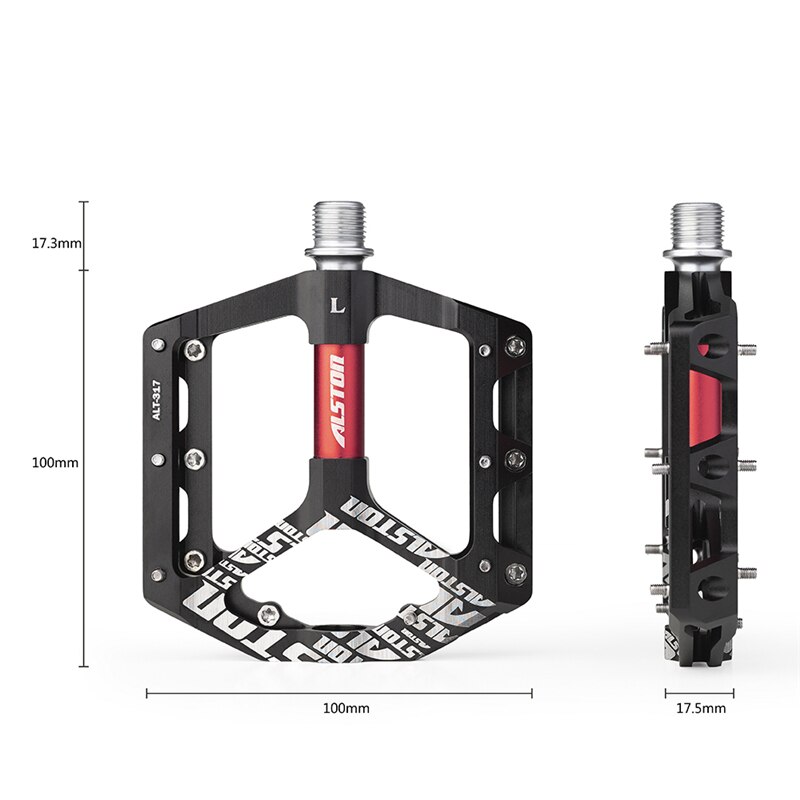 Alston Non-Slip Mountain Bike Pedals,Ultra Strong Colorful Cr-Mo CNC Machined 9/16" 3 Sealed Bearings for Road BMX MTB Fixie Bik