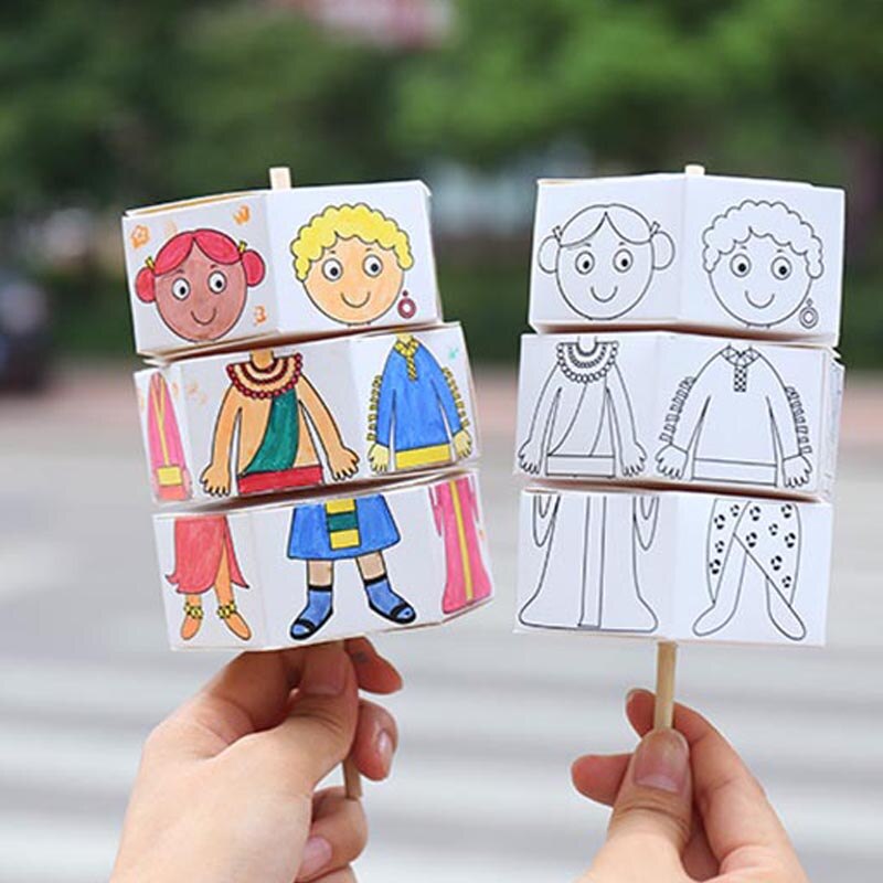 freundlicher DIY Drehbare Handgemachte Spielzeug Kleidung Malerei Kleid hoch freundlicher Kunst Handwerk Farbe Füllung Zeichnung Spielzeug Kindergarten Liefert