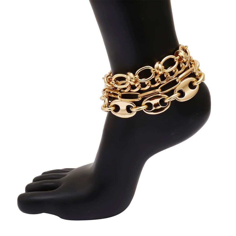 Punk Heavy Metal Ccb Chunky Chain Enkelband Voor Vrouwen Zomer Strand Accessoires Barefoot Sandalen Boho Enkelband Been Sieraden