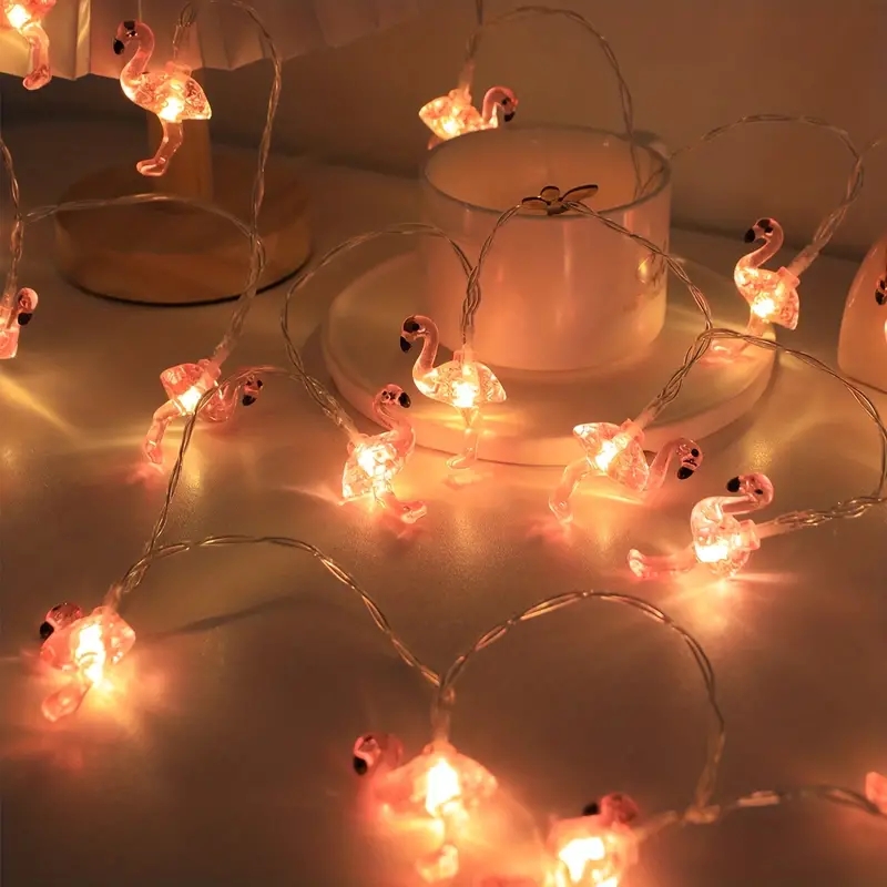 Guirlande lumineuse flamant rose à 10/20 LED, 1 pièce, 59.06 pouces/118.11 pouces, guirlande lumineuse féerique à piles pour décoration de fête d'anniversaire d'été