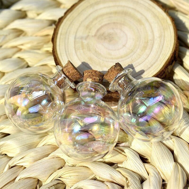 1/3pcs Rainbow Glass Round Bottle Potion Bottle Mini Cork Glass Vial Wedding DIY Mini Drift Bottle Wishing Bottle Perfume Bottle