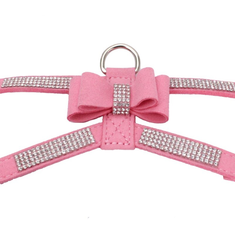 Trela de couro de veludo do chicote de fios do cão do filhote de cachorro do animal de estimação do strass de bling para o gato pequeno do filhote de cachorro chihuahua