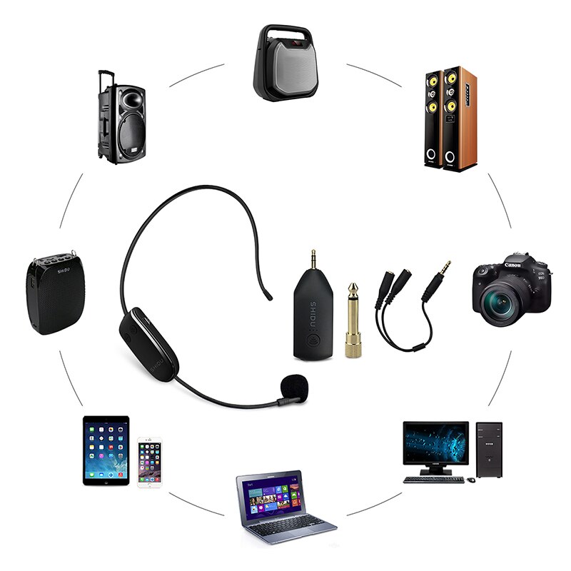 SHIDU UHF Wireless Microphone Headset Handheld Mic System Portable 3.5/6.5mm Plug Receiver For Voice Amplifier Speakers U8
