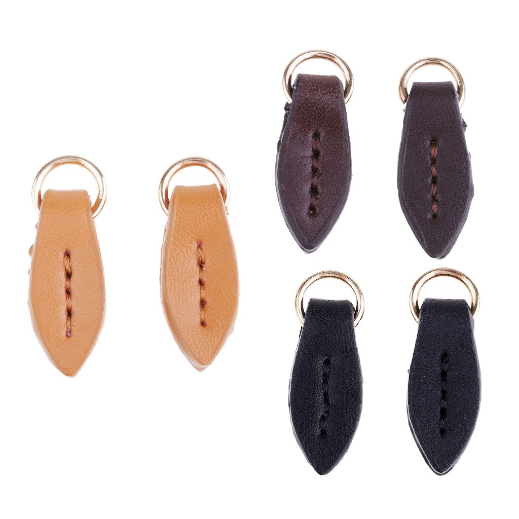2Pcs DIY Leather Zipper Pull Boot Jacket Bag Purse Replacement Zipper Zip Fixer