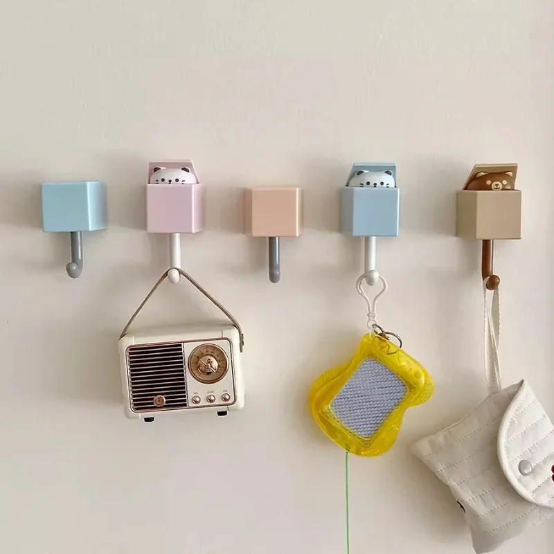 Cartoon Dierenhaak Telescopisch Verbergen Muis Beer Kitty Deurhangers Praktische Haken Sleutel Handdoek Cap Kapstok Wanddecoratie