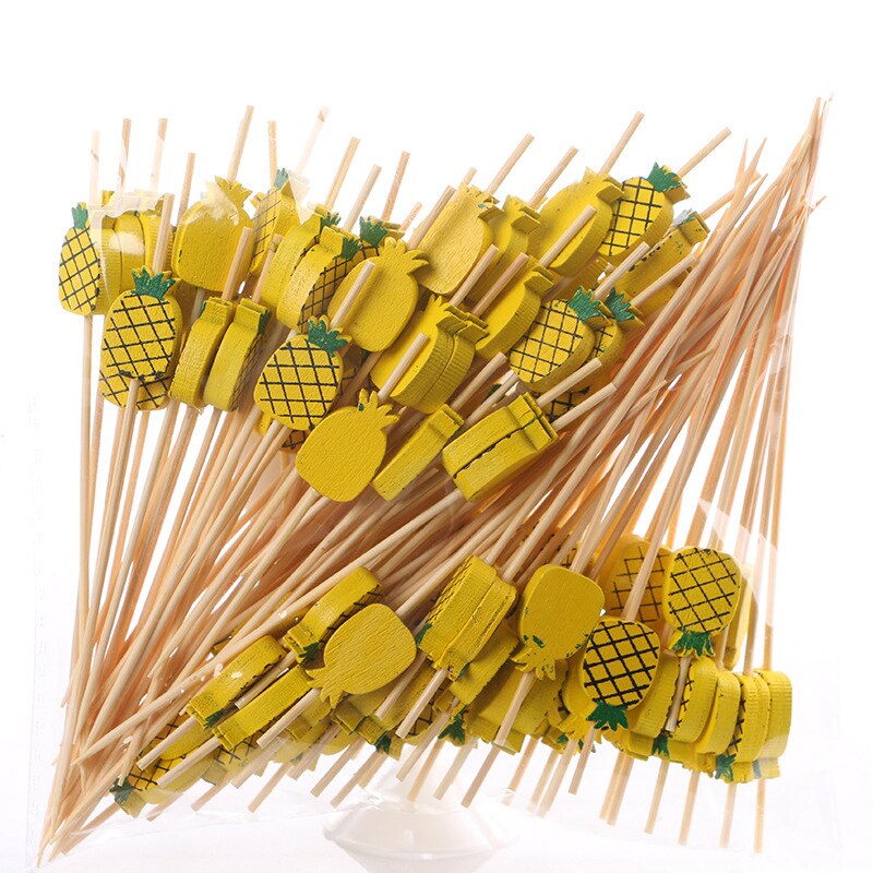 100PCS Cocktail Sticks Cute Toothpicks Fruit Food Picks For Kids Salad Dessert Sandwich Buffet Decorative Stick Kitchen Tools: Pineapple