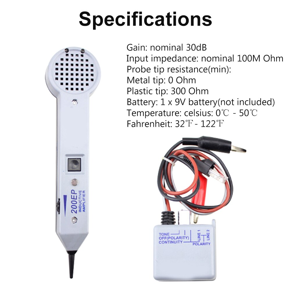 200EP Portable Inductive Amplifier Wire Tracker Home Line Finder Practical Cable Tester Adjustable Volume Tone Generator Kit