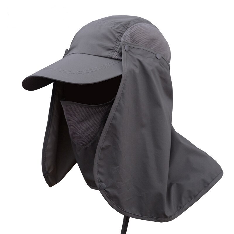 Hiking Camping UV Protection Fishing Sun Protect Cap: Dark Grey