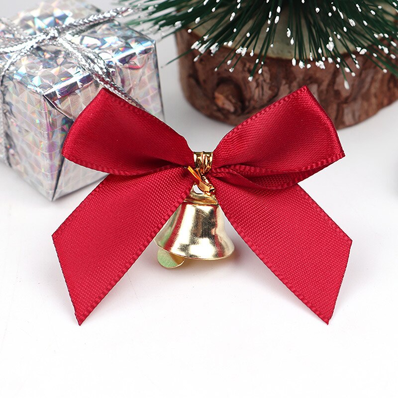 10Pcs Delicate Strik Bells Kerstcadeau Bows Met Kleine Bells Diy Bows Craft Kerstboom Decoratie Kerst Strikje