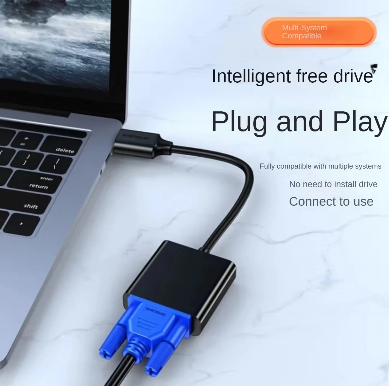 HD 1080P HDMI-compatibel naar VGA-adapter Digitaal analoog HDMI-compatibel Man-vrouw VGA-kabelconverter voor pc Laptop Tablet