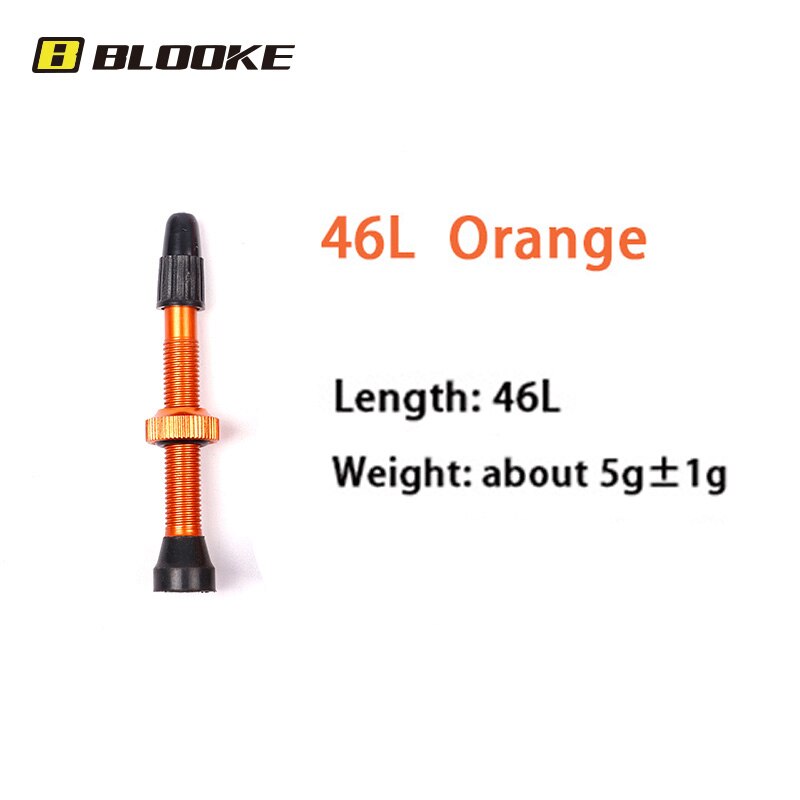 BLOOKE 34/46/60/80MM EPDM Rubber and Alloy Material Bicycle French F/V Tubeless Tire Valve Suitable For Road Bike MTB: 46L Orange