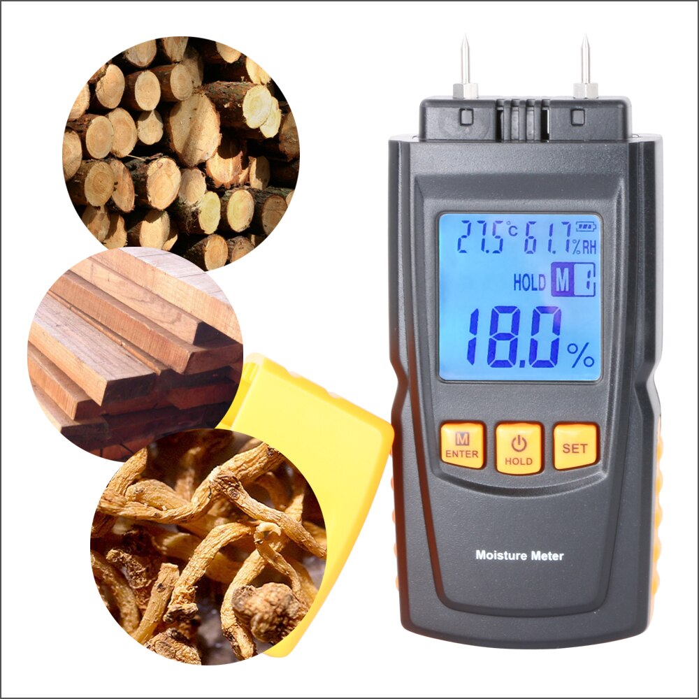 RZ Wood Moisture Meter Humidity Tester Digital LCD Display Inductive Timber Damp Detector Hygrometer GM610 Tools