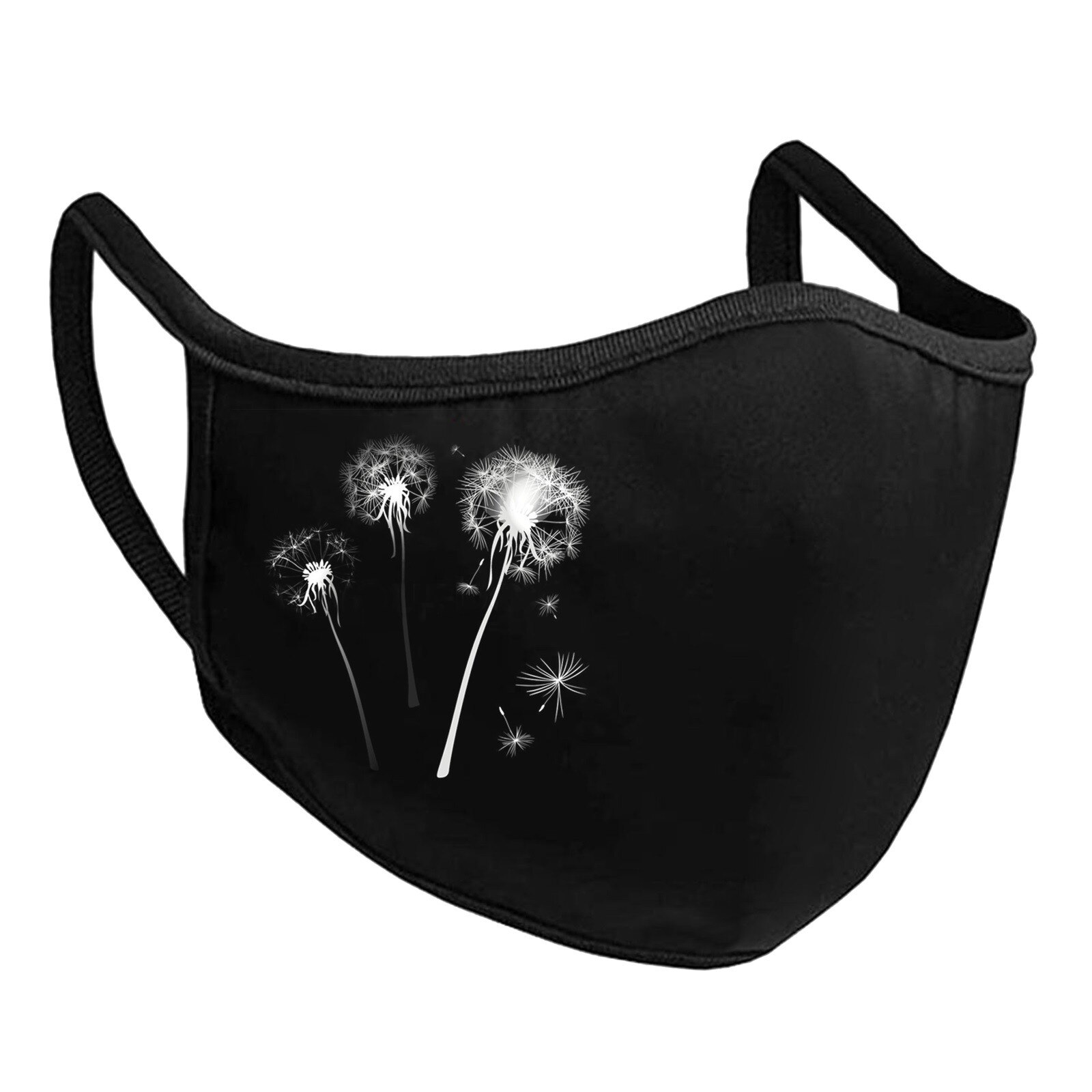 Plus Size Adult Black Ski Fasemask Flower Printed Fabric Reusable Breathable Cotton Mascarillas Bandana: O