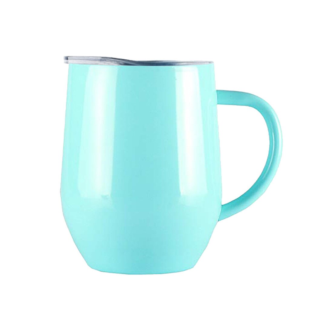 Travel Mug Coffee Tankard Handgrip Tazas Outdoor Stainless Steel Tea Cup Tumbler Vacuum Flask Thermos Bottle Bely Drinkware Cup: Sky Blue