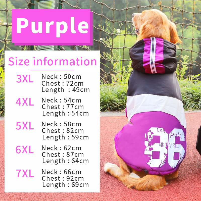 Hoopet ison koiran vaatteet iso koiran takki purppura lämmin puuvillapehmustettu kaksijalkainen vaatteet paksuuntuva huppari takki takki koiran vaatteet: Violetti / 3xl