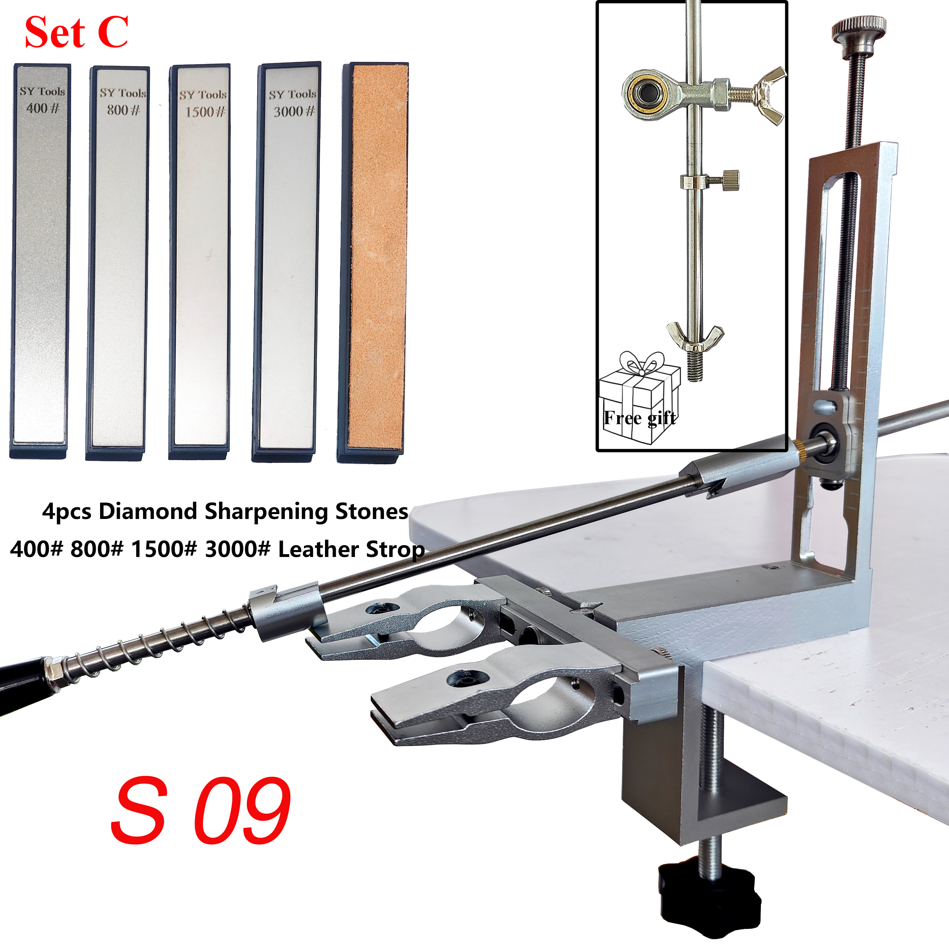 Affûteur de couteaux d'angle Apex, outils de cuisine, système d'affûtage de couteaux avec ensemble de pierres diamantées, S09, , partenaires professionnels: Grey