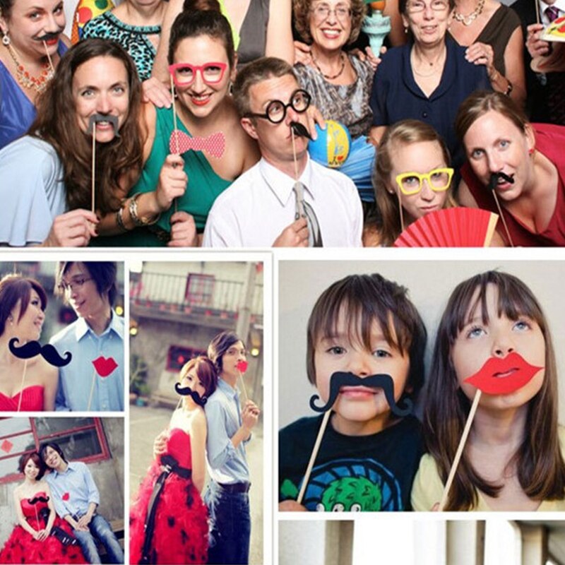 Funny Birthday Photo Booth Props DIY Mr Mrs Wedding Groom Bridal Party DIY Decorations Photobooth Mask Accessories Photo Props