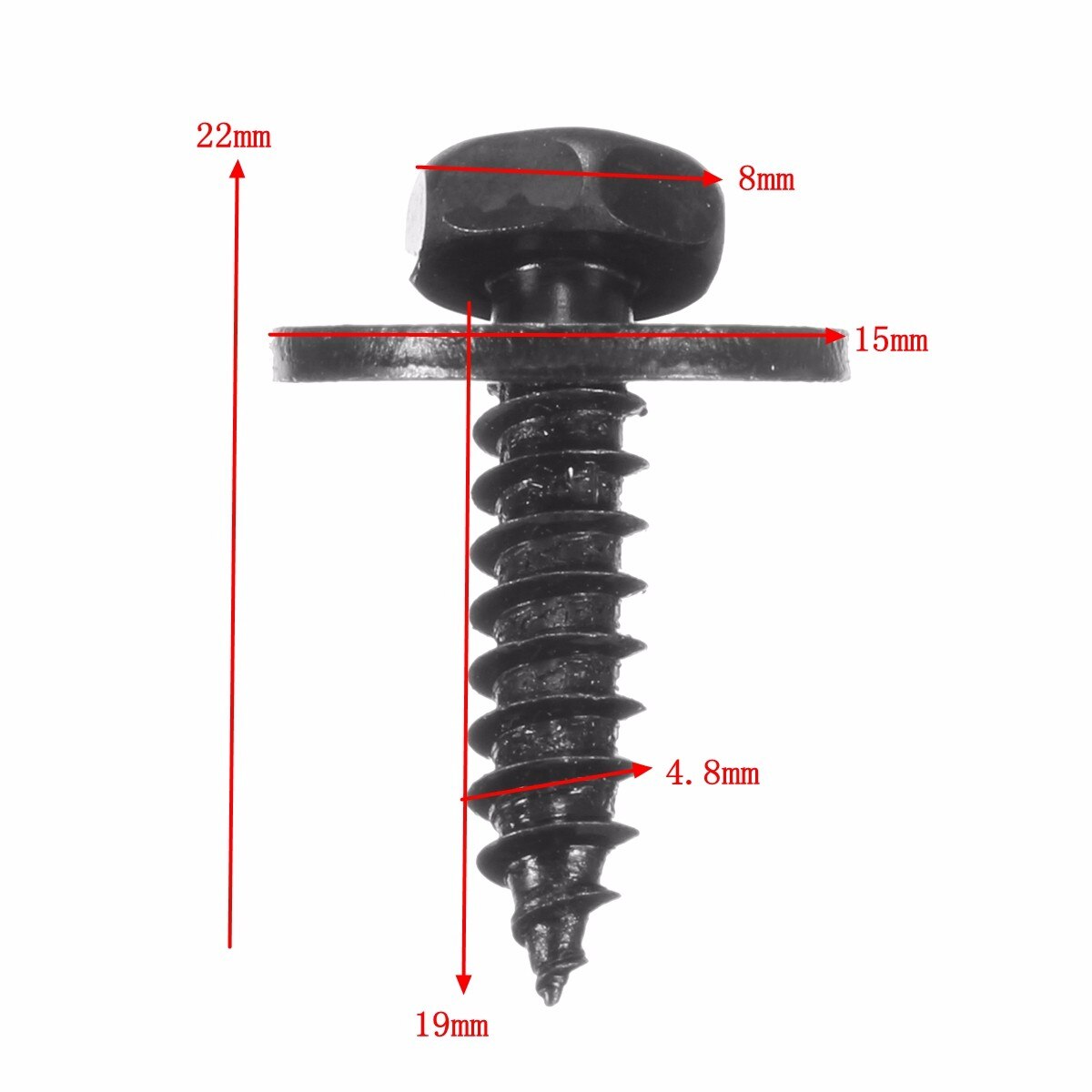 10 Uds., Universal para coche, 4,8x19mm, arandela suelta cautiva con tornillos de rosca automática, cabeza hexagonal de 8mm