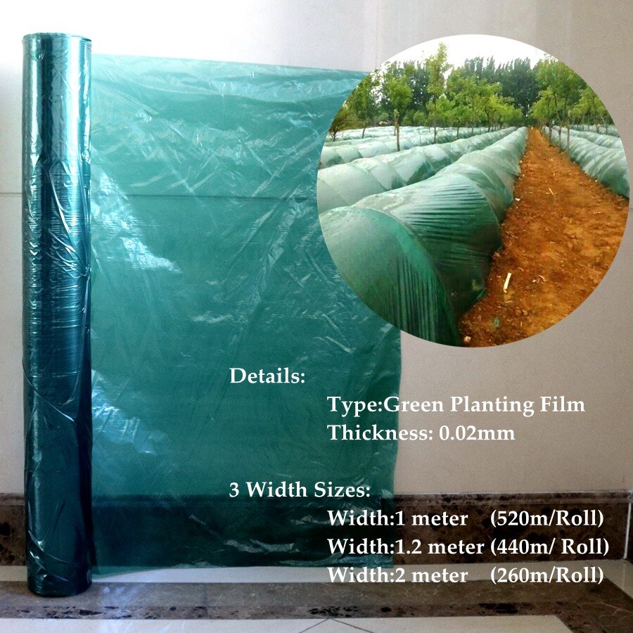 Hi 520m²/Roll 0.02mm Green Plastic Film Agriculture Greenhouse Vegetable Ginger Planting Mulch Film Width 1~2m