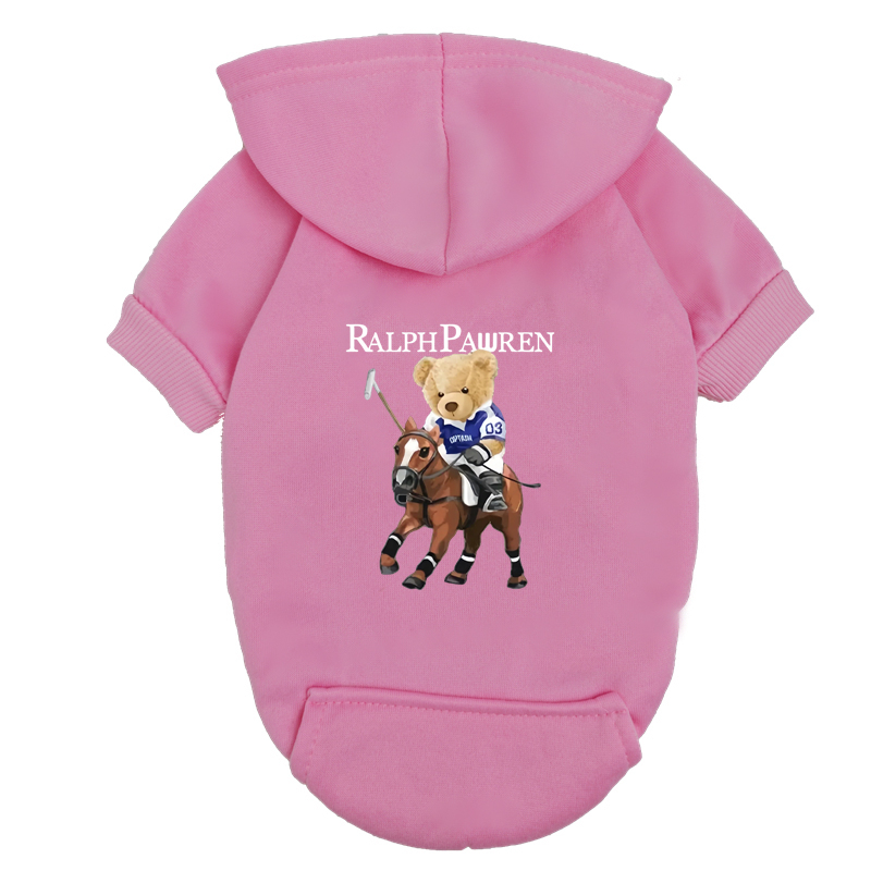 Navy Blue Dog Hoodie with Bear Rider Print - Small Medium Dog Polo Sweatshirt - Inspired Pet Clothes: XXL / PURPLE