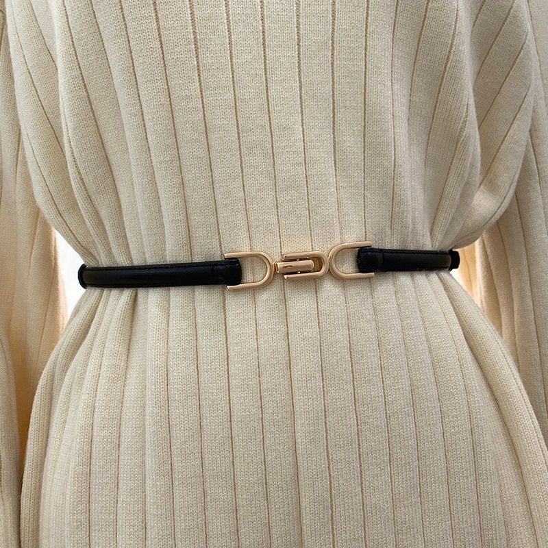 Cinturones ajustables de cuero PU a la novedosa para mujer, cinturón de corsé liso, vestido que combina con todo, , cinturones finos para , accesorios de abrigo
