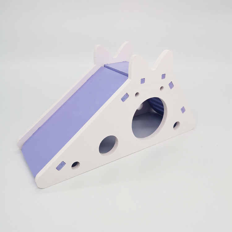 Scivolo per uccelli giocattolo criceto casa a scomparsa accessori per gabbia per pappagalli cavia scivolo in legno con scale giocattolo forniture per piccoli animali domestici: Purple A