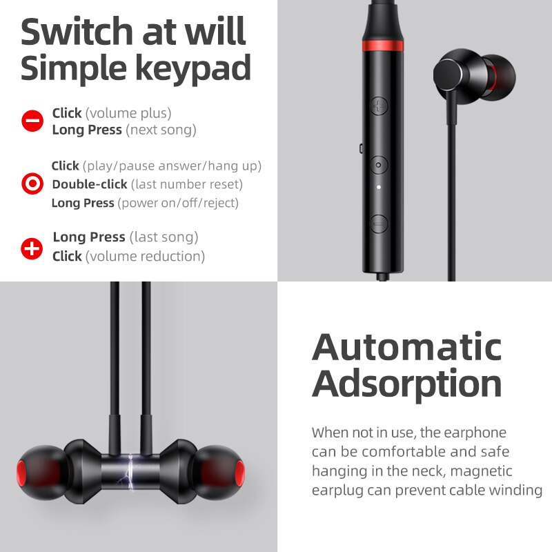 Lenovo HE05X Speaker Sport Wireless Bluetooth 5.0 In-Ear Earphone Waterproof Headphone Sports Neckband Headsets For Mobile Phone