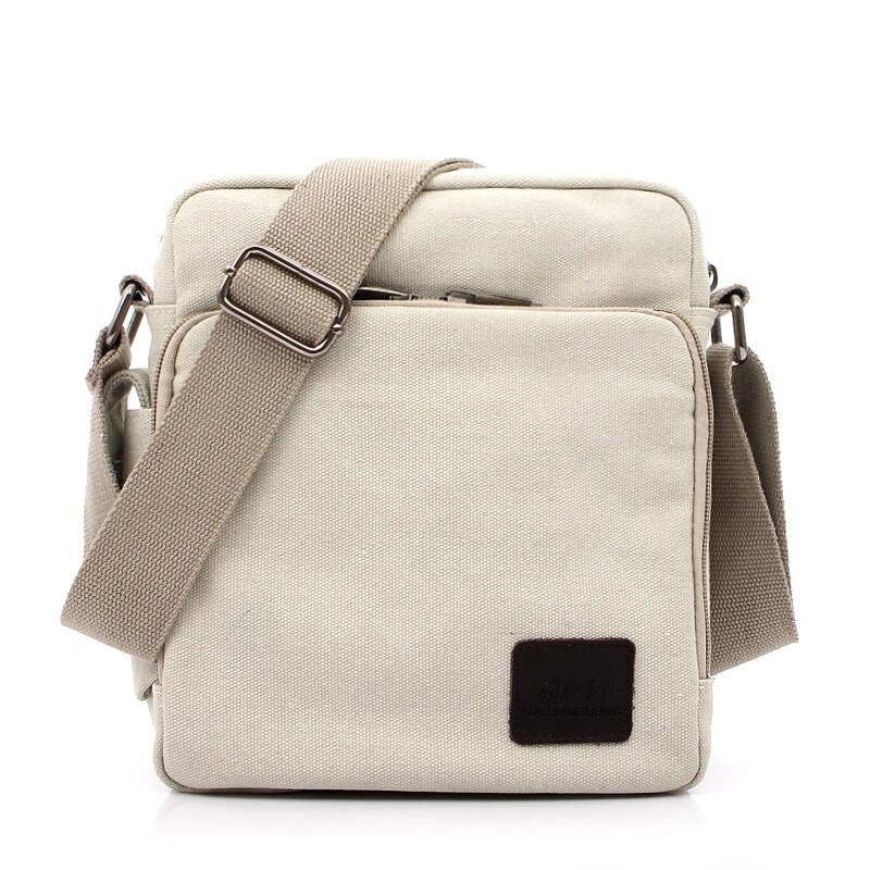 Korean canvas diagonal bag men's outdoor multifunctional shoulder bag wallet: White