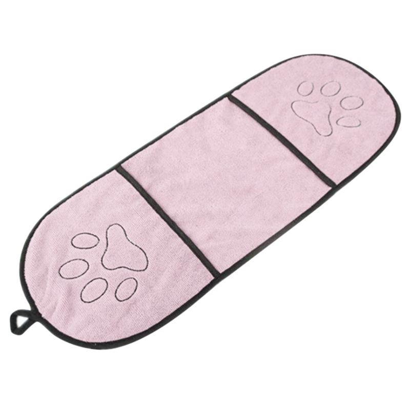 Kæledyrshunde badehåndklæde ultraabsorberende mikrofiber superabsorberende tørretørklæde til kæledyr med lomme til små mellemstore hunde: Lyserød