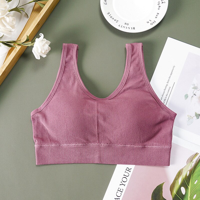 Women Yoga Sport Bra Breathable Fitness Running Vest sleep Underwear Padded Crop Tops Underwear gym top bras dormir tops: red