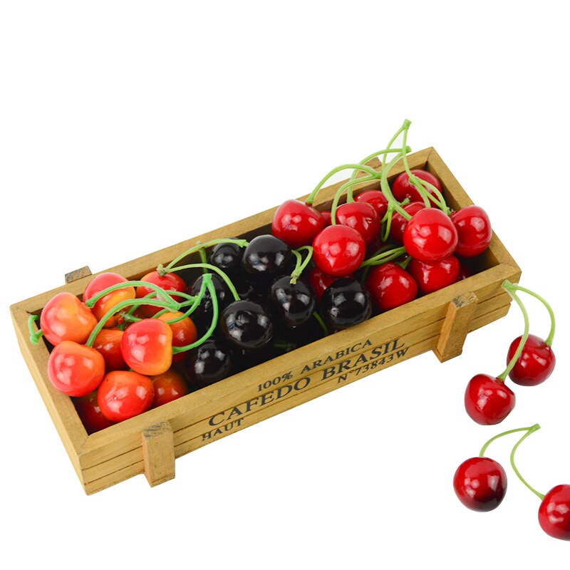 2 capsulesv 3pcs hoge Kunstmatige Nep Simulatie Cherry Model Ornament Craft Fotografie props Kerst Raamdecoratie