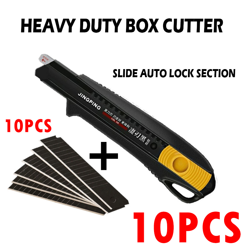 10p High Utility Knife Black Blade Rotary Lock Paper Cutter 18mm Wallpaper Cutter Office Study Industry With 10pcs Blade: A 10P with 10p