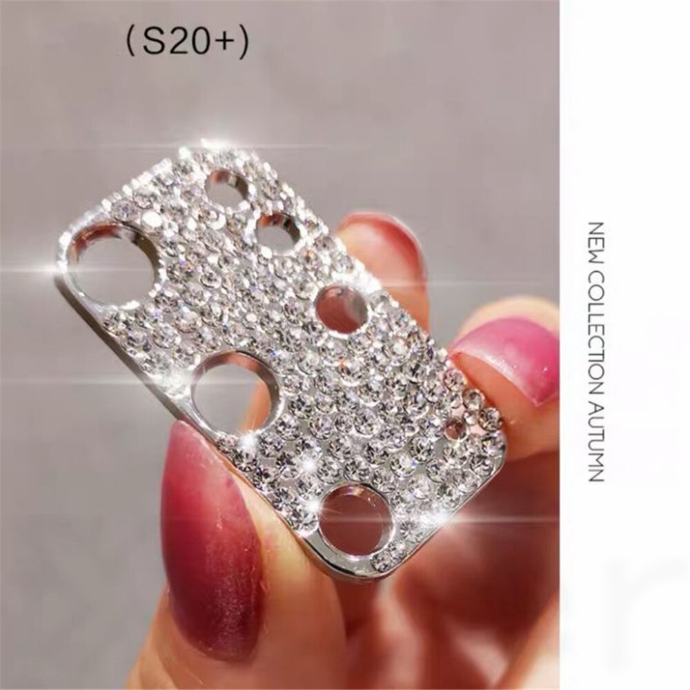 Funda protectora 3D para Samsung Galaxy S20 Plus, película protectora para lente de cámara con purpurina y diamantes de imitación