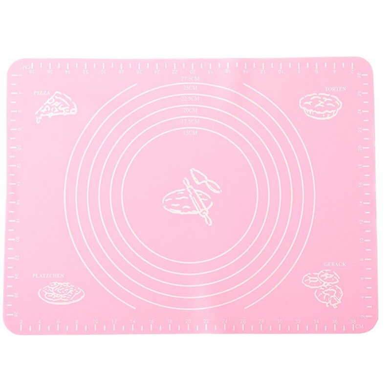 Grote Maat Siliconen Bakken Tools Zachte Rollende Gebak Boards Kneden Deeg Mat Met Kalibratie Hittebestendig:  PINK