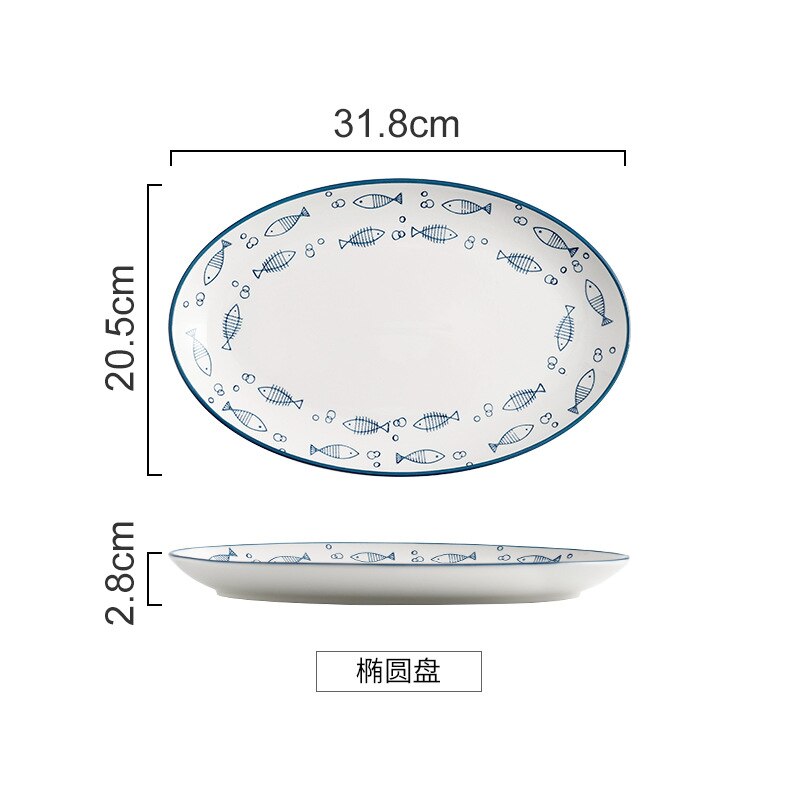 Japansk stil keramik mattallrik skål mat porslin nudlar biff soppskål barn frukost dekorativ servis tallrik: 12 tum oval platta