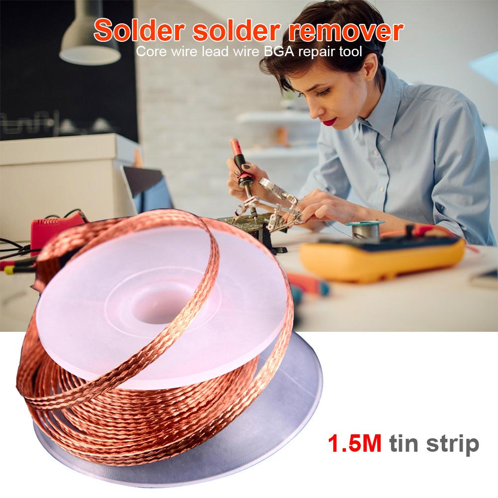 2mm 2,5mm 3mm 3,5mm ancho 1,5 M Longitud desoldador trenza soldadura mecha para removedor de alambre herramienta de reparación de BGA de flujo de cable de plomo
