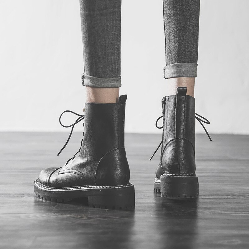 Botas de encaje de perlas para mujer, botines con cremallera de felpa, para invierno,